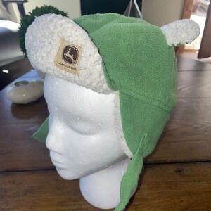 John Deere Trapper Hat Toddler‎ One Size Green Sherpa Lined Winter Cap
